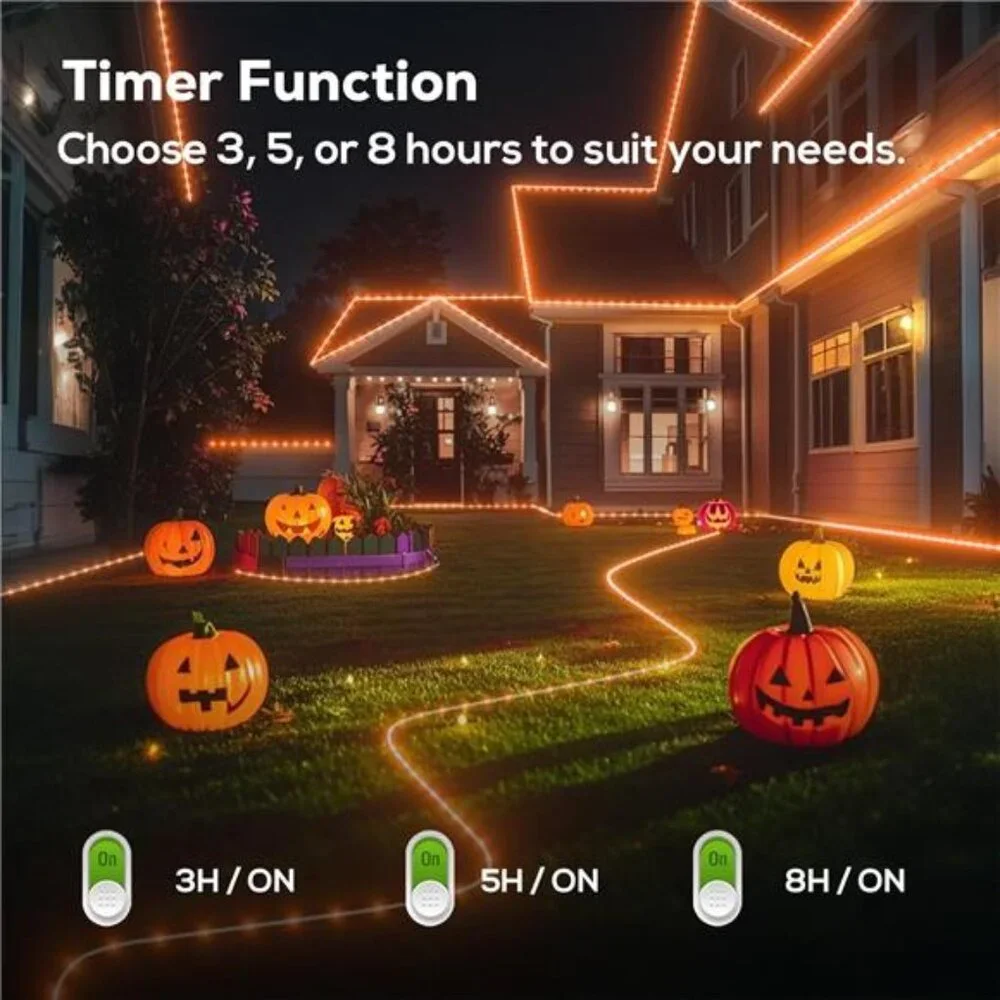 Solar Halloween Lights, 66FT 200 LED Outdoor Solar Rope Lights, IP67 Waterproof